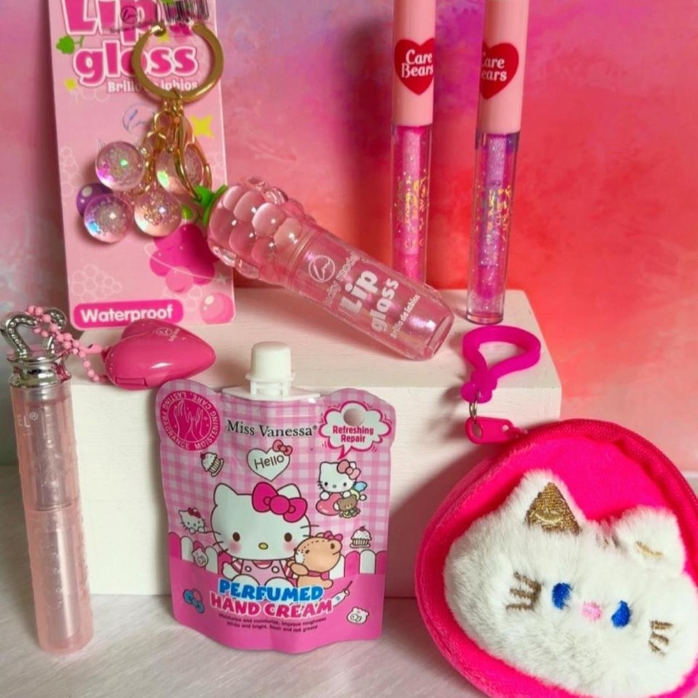 Y2K Pink Coquette Fairy Lip Gloss Hand Cream Bundle Set NEWโ #8 PINK